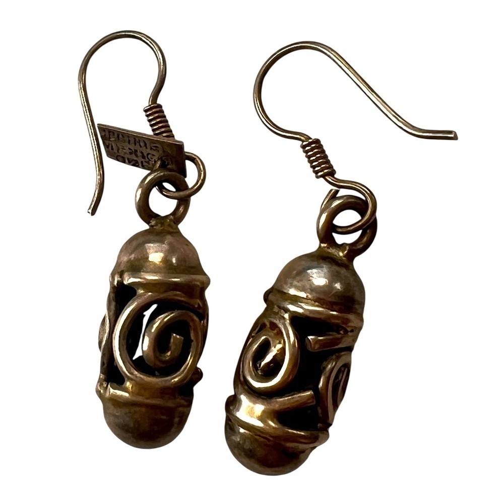 Taxco Modernist Sterling Silver Dangly Earrings Made in Mexico
